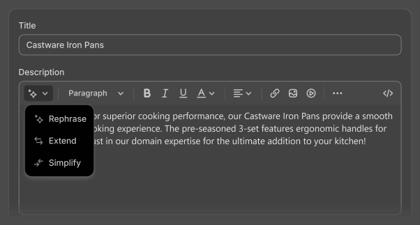 Shopify Magic – Rephrase description