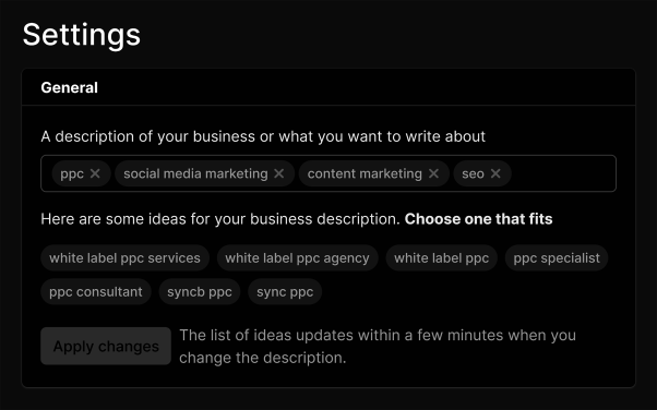 ContentShake – Settings