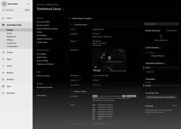 Yext – Create landing page